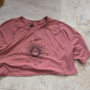 SHEIN Sun Graphic Crop Top - Mauve